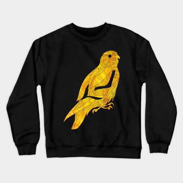 peregrine falcon in golden pattern ecopop Crewneck Sweatshirt by jorge_lebeau